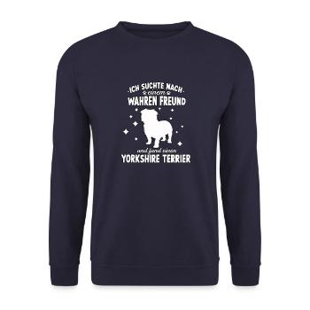 Lustig Yorkshire Terrier Hunde Hundeschule Yorkie - Unisex Pullover - Navy - Vorne - Alina (178cm) & Michal (187cm)