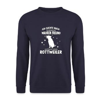 Lustig Rottweiler Hunde Hundeschule Rottweiler - Unisex Pullover - Navy - Vorne - Alina (178cm) & Michal (187cm)