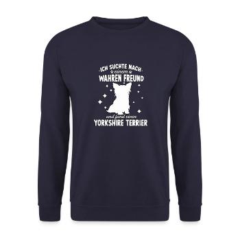 Yorkshire Terrier Hundeschule Yorkie Gassi Hunde - Unisex Pullover - Navy - Vorne - Alina (178cm) & Michal (187cm)