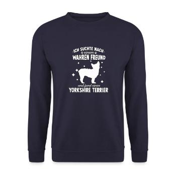 Hundetraining Yorkshire Terrier Hunde Fan Yorkie - Unisex Pullover - Navy - Vorne - Alina (178cm) & Michal (187cm)