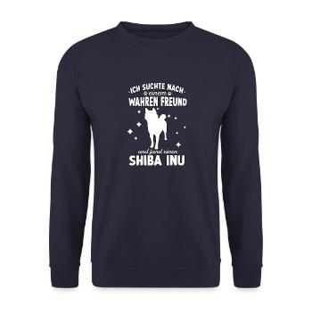 Hundetraining Gassi Shiba Inu Hunde Fan Shiba Inu - Unisex Pullover - Navy - Vorne - Alina (178cm) & Michal (187cm)