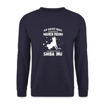 Shiba Inu Lustiges Shiba Inu Gassi Hundesport - Unisex Pullover - Navy - Vorne - Alina (178cm) & Michal (187cm)