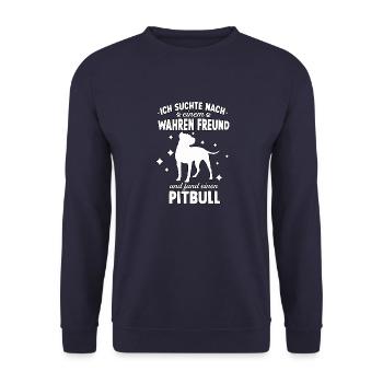 Lustig American Pitbull Terrier Hunde Hundeschule - Unisex Pullover - Navy - Vorne - Alina (178cm) & Michal (187cm)