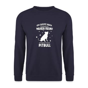 Pitbull Terrier Hundeschule Pitbull Gassi Hunde - Unisex Pullover - Navy - Vorne - Alina (178cm) & Michal (187cm)