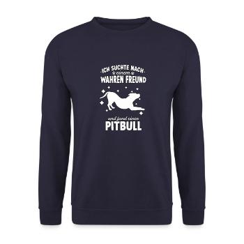 Hundetraining Pitbull Terrier Hunde Fan Pitbull - Unisex Pullover - Navy - Vorne - Alina (178cm) & Michal (187cm)