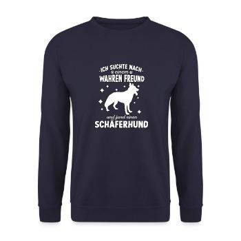 Lustig Deutscher Schäferhund Hunde Hundeschule - Unisex Pullover - Navy - Vorne - Alina (178cm) & Michal (187cm)