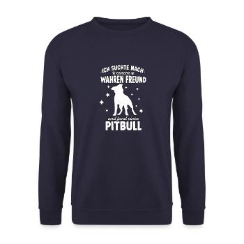 Pitbull Terrier Motiv Gassi Hundesport Pitbull - Unisex Pullover - Navy - Vorne - Alina (178cm) & Michal (187cm)
