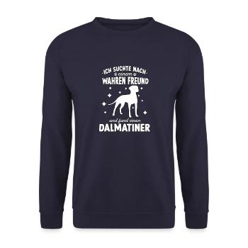 Lustig Dalmatiner Hunde Hundeschule Dalmatiner - Unisex Pullover - Navy - Vorne - Alina (178cm) & Michal (187cm)