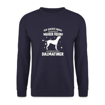 Dalmatiner Hundeschule Dalmatiner Gassi Hunde - Unisex Pullover - Navy - Vorne - Alina (178cm) & Michal (187cm)