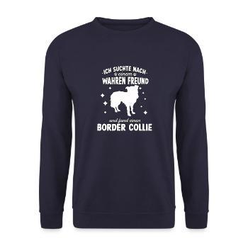 Lustiges Border Collie Hunde Hundeschule Collie - Unisex Pullover - Navy - Vorne - Alina (178cm) & Michal (187cm)