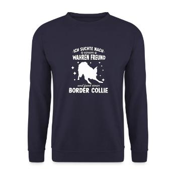 Hundetraining Border Collie Hunde Fan Collie - Unisex Pullover - Navy - Vorne - Alina (178cm) & Michal (187cm)