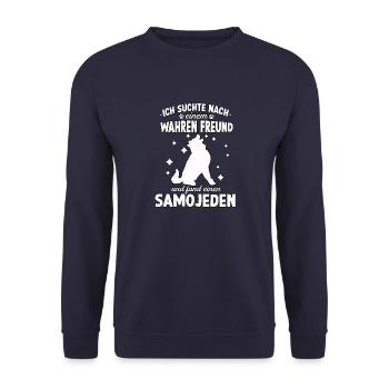 Lustiges Samojeden Hunde Hundeschule Samojede - Unisex Pullover - Navy - Vorne - Alina (178cm) & Michal (187cm)