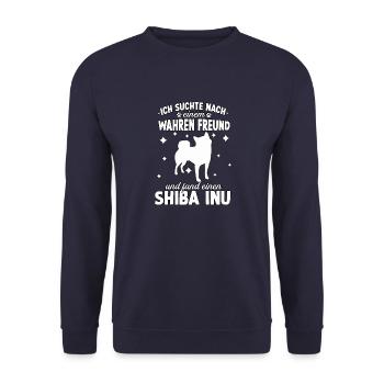 Shiba Inu Lustiges Shiba Inu Gassi Hundesport - Unisex Pullover - Navy - Vorne - Alina (178cm) & Michal (187cm)
