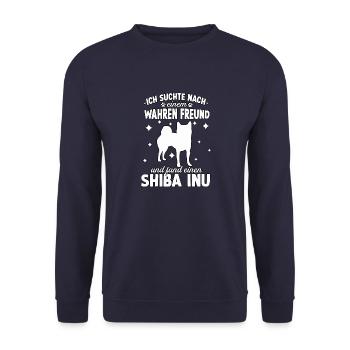Hundetraining Shiba Inu Hunde Fan Shiba Inu - Unisex Pullover - Navy - Vorne - Alina (178cm) & Michal (187cm)