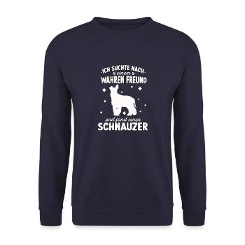 Lustig Schnauzer Hunde Hundeschule Riesenschnauzer - Unisex Pullover - Navy - Vorne - Alina (178cm) & Michal (187cm)