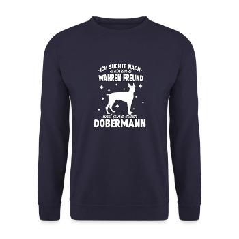 Lustiges Dobermann Hunde Hundeschule Dobermann - Unisex Pullover - Navy - Vorne - Alina (178cm) & Michal (187cm)