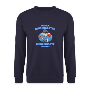 Cooles Kindergarten Shirt Polizei - Kita Polizei - Unisex Pullover - Navy - Vorne - Alina (178cm) & Michal (187cm)