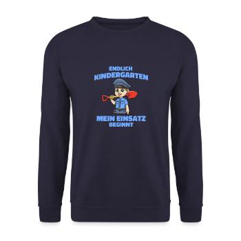 Kindergarten Polizei Junge - Kita Polizei Junge - Unisex Pullover - Navy - Vorne - Alina (178cm) & Michal (187cm)