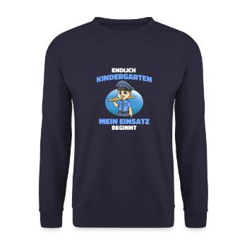 Kindergarten Polizei - Kita Polizei - Unisex Pullover - Navy - Vorne - Alina (178cm) & Michal (187cm)