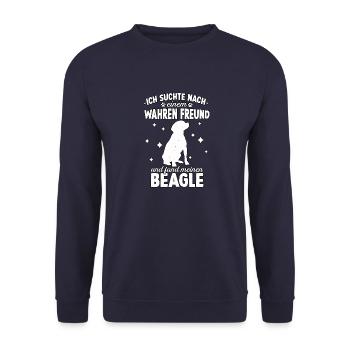 Hundetraining Beagle Hunde Fan Beagle - Unisex Pullover - Navy - Vorne - Alina (178cm) & Michal (187cm)