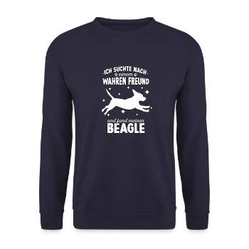 Beagle Hundeschule Beagle Gassi Hunde - Unisex Pullover - Navy - Vorne - Alina (178cm) & Michal (187cm)