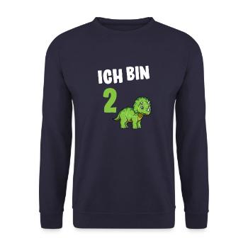 2 Geburtstag Dinosaurier 2 Jahre Alt Geschenk - Unisex Pullover - Navy - Vorne - Alina (178cm) & Michal (187cm)