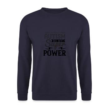 autism is my super power - Unisex Sweatshirt - navy - Front - Alina (178cm) & Michal (187cm)