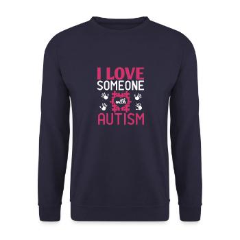 i love someone with autism - Unisex Sweatshirt - navy - Front - Alina (178cm) & Michal (187cm)