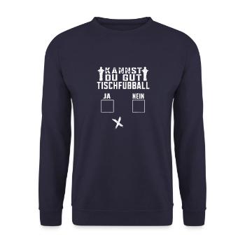 Kannst du gut Tischfußball Kickern Wuzzler - Unisex Pullover - Navy - Vorne - Alina (178cm) & Michal (187cm)