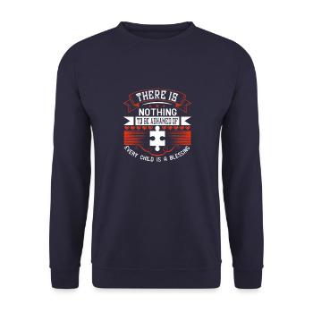 Es gibt nichts, wofür man sich schämen müsste. Jedes Kind ist - Unisex Pullover - Navy - Vorne - Alina (178cm) & Michal (187cm)