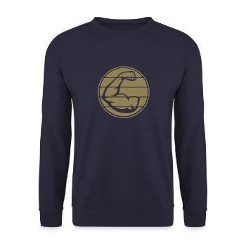 Muscles Biceps Arm Strong Fitness Workout Retro - Unisex Sweatshirt - navy - Front - Alina (178cm) & Michal (187cm)