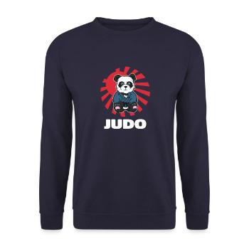Niedlicher Judo-Panda - Judoka Judoist Kampfsport - Unisex Pullover - Navy - Vorne - Alina (178cm) & Michal (187cm)