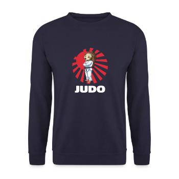 Judo Hedgehog - Judoka Judoist Kampfsport Japan - Unisex Pullover - Navy - Vorne - Alina (178cm) & Michal (187cm)