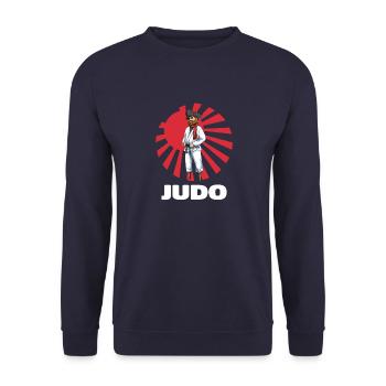 Judo Pirate - Lustiger Judoka Judoist Kampfsport - Unisex Pullover - Navy - Vorne - Alina (178cm) & Michal (187cm)