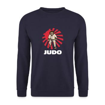 Judo Faultier - Judoka Judoist Kampfsport Japan - Unisex Pullover - Navy - Vorne - Alina (178cm) & Michal (187cm)