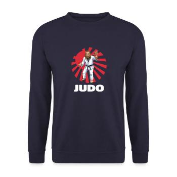 Judo Jesus - Judoka Judoist Kampfsportarten Japan - Unisex Pullover - Navy - Vorne - Alina (178cm) & Michal (187cm)
