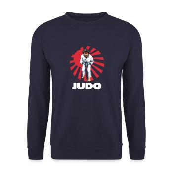 Angry Judo Pirate - Japanischer Judoka Kämpfer - Unisex Pullover - Navy - Vorne - Alina (178cm) & Michal (187cm)
