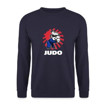 Judo Panda Fighters - Judoka Judoist - Unisex Pullover - Navy - Vorne - Alina (178cm) & Michal (187cm)