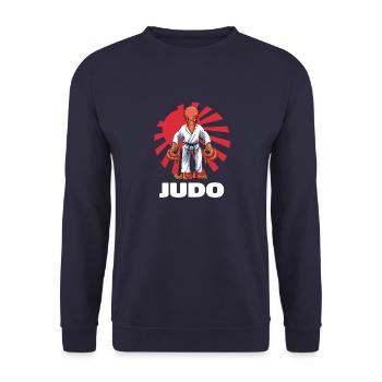 Judo Octopus - Judoka Judoist Kampfsport Japan - Unisex Pullover - Navy - Vorne - Alina (178cm) & Michal (187cm)