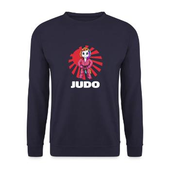 Judo Unicorn - Judoka Judoist Kampfsport Japan - Unisex Pullover - Navy - Vorne - Alina (178cm) & Michal (187cm)