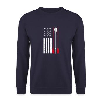 Funny Rowing Art US America Flag Coxswain Row Crew - Unisex Sweatshirt - navy - Front - Alina (178cm) & Michal (187cm)