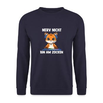 Nerv Nicht Bin Am Zocken Fuchs - Computerspiele - Unisex Pullover - Navy - Vorne - Alina (178cm) & Michal (187cm)