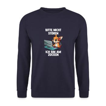 Gaming Fuchs - Computer Spiele Videospiele - - Unisex Pullover - Navy - Vorne - Alina (178cm) & Michal (187cm)