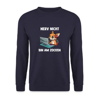 Nerv Nicht Bin Am Zocken Fuchs - Computer Spiele - Unisex Pullover - Navy - Vorne - Alina (178cm) & Michal (187cm)