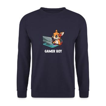 Zocken Jungs Fuchs - Computer Spiele Videospiele - Unisex Pullover - Navy - Vorne - Alina (178cm) & Michal (187cm)
