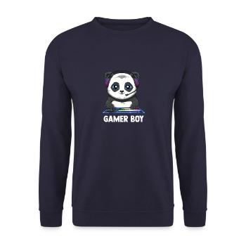 Zocken Jungs Panda - Computerspiele Videospiele - Unisex Pullover - Navy - Vorne - Alina (178cm) & Michal (187cm)