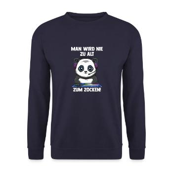 Lustiger Gaming Panda - Computerspiele Videospiele - Unisex Pullover - Navy - Vorne - Alina (178cm) & Michal (187cm)