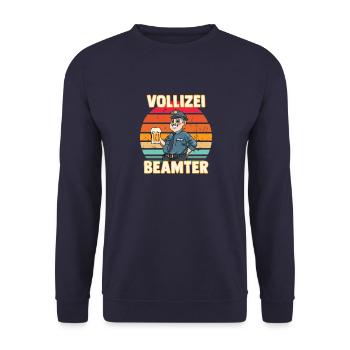 Lustiger Bier Spruch Vollizei Beamter Biertrinker - Unisex Pullover - Navy - Vorne - Alina (178cm) & Michal (187cm)