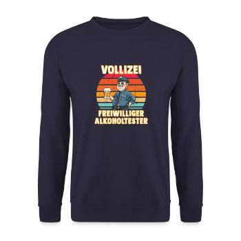 Vollizei Beamter Biertrinker - Saufen Alkohol - Unisex Pullover - Navy - Vorne - Alina (178cm) & Michal (187cm)