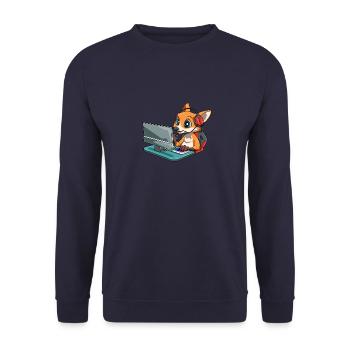 Kawaii Video Gaming Fox - Streaming Computerspiel - Unisex Pullover - Navy - Vorne - Alina (178cm) & Michal (187cm)